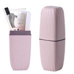 Travel Toothbrush Cup Case,Toothbrush Holder with Cover Travel Toothbrush Containers Portable Toothpaste Storage Toothbrush Case and Carrier for Camping School Business Trip Bathroom (Pink)