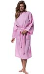 Turquaz Linen Lightweight Long Waffle Kimono Unisex Spa Robes For Women And Men, Pink, XX-Large