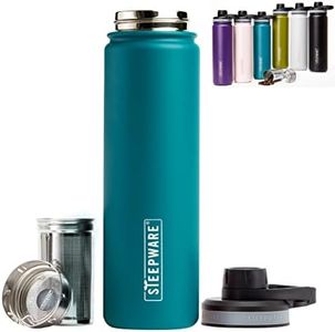 The Tea Spot Steepware Tea Tumbler and Thermos, 22oz, Tea Bottle with Tea Infuser for Loose Leaf Tea or iced Coffee, Sleek Double Wall Tumbler & Insulated Travel Bottle - Teal