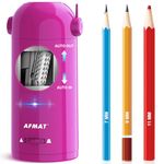 AFMAT Electric Pencil Sharpener, Fully Automatic Pencil Sharpener for Colored Pencils 7-11.5mm, Auto in & Out, Rechargeable Hands-Free Pencil Sharpener for Large Pencils, Adjustable Thickness, Purple