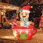 GarveeLife 6FT Gingerbread Man Inflatable Christmas Decorations Outdoor, Cute Blow Up Hot Cocoa Cup Xmas Yard Decorations with Build-in LEDs for Indoor Outside Holiday Garden Lawn Party Decor