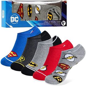 DC Comics Socks for Children, Pack of 5, Batman Superman Sneaker Socks, Boys and Girls, multicoloured, 35-40