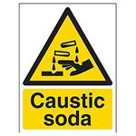 V Safety 6A030AN-R Caustic Soda Warning Sign - Portrait - 150mm x 200mm - 1mm Rigid Plastic, Black/Yellow