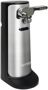 Kenmore 3 in 1 Electric Can Opener Hands Free One Touch Built In Knife Sharpener Bottle Opener Auto Shut Off Easy Clean Cord Storage Silver Stainless Steel