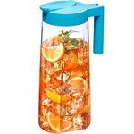 Amazing Abby - Slim - Tritan Pitcher (64 oz), Unbreakable Plastic Water Pitcher with Lid, BPA-Free, Heat-Resistant, Dishwasher-Safe, Great for Both Iced and Hot Drinks, Indoors and Outdoors, Blue