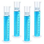 Akamino 4 Packs 1000ml Plastic Graduated Cylinder,Transparent Measuring Cylinder Set with Pour Spout, 2-Sided Making Plastic Lab Test Tube for Science Projects, Laboratory Supplies