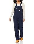 Carhartt Womens Relaxed Fit Washed Duck Insulated Bib Overall, Navy, Medium