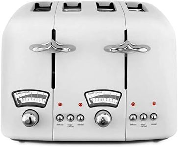 De'Longhi Argento Vibe Toaster CT04W1, 4 Slice Toaster With Extra-Lift Position, 6 Browning Settings, Reheat, Defrost and Cancel Functions, Removable Crumb Tray, 1800W, Opaque White