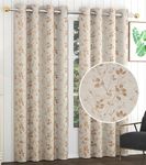 FRESH FROM LOOM Cotton Curtains Floral Room Darkening Curtains|7 Feet Long Set of 2 Window Parda for Living Room Bedroom with Eyelets Ring Parde Screens (7ft, Leaf Beige, 2pc)