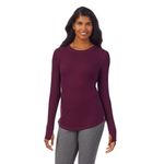 Cuddl Duds Women's Stretch Thermal Long Sleeve Crew Neck Shirt, Grape, L