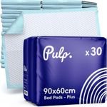 30 x Pulp Professional 90cm x 60cm Disposable Incontinence Bed Pads | Absorbent Waterproof Protective Mats For Mattress, Sofa & Chair For Babies, Children, Adults, & Elderly