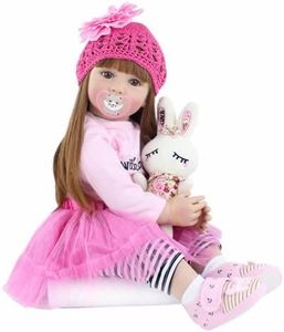 Zero Pam Pinky 24 inch 61cm Lovely Reborn Baby Girl Dolls Toddler Realistic Looking Life Like Baby Doll Vinyl Silicone Long Hair Babies Toy Gift