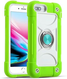 MARKILL Compatible with iPhone 6 Plus/6S Plus Case,iPhone 7 Plus case/iPhone 8 Plus Case 5.5 Inch with Ring Stand, Heavy-Duty Military Grade Shockproof Phone Cover with Magnetic Car Mount. (Guava)