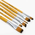 OAT ART STUDIO 6 Painting Brush Set, Mixed Sizes, Wooden Glossy Pen, Professional Designed for Oil/Acrylic/Gouache/Watercolor/Crafts/Face Painting (6/Yellow_Mixed)