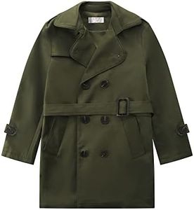 LJYH Big Boys Classic Peacoats Dress Coats Children Fall Toggle Trench Jackets Green 5/6yrs