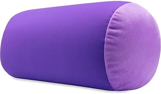 Microbead Bolster Neck Roll Pillow, Gently On Body, Head, Neck & Shoulders No Pain Rest, Relax Sleep - Silky Feel Prevent Wrinkles & Hair Breakage - Lightweight Cylinder Tube, 14" x 8", Dark Lavender