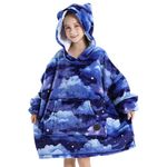 THREE POODLE Wearable Blanket Hoodie for Kids, Oversized Sherpa Sweatshirt Blanket with Giant Hood, Warm Cozy Hooded Blanket, Cute Gifts for Kids Girls Boys