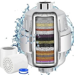 [25 Stage] Shower Filter for Hard Water Shower Head Filter to Remove Chlorine Fluoride Water Softener Coconut Shell Activated Carbon Reduces Dry Itchy Skin Heavy Metals