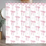 BOARDFEB Bow Shower Curtain, Coquet