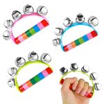 3Pcs Christmas Hand Jingle Bells Handheld Sleigh Bells Handle Shaker Bells Rattles Musical Rhythm Percussion Instruments Musical Toys