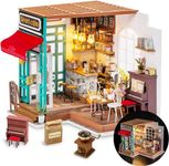 Rolife DIY Miniature House Kit Simon's Cafe, Tiny House Kit for Adults to Build, Mini House Making Kit with Furnitures, Halloween/Christmas Decorations/Gifts for Family Friends (Simon's Coffee Shop)