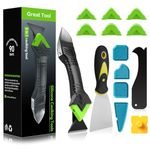 Goopreen Silicone Caulking Tool Kit-3 in 1 Caulk Tool Caulk Remover Tool(Stainless Steel) Silicone Seam Tool and Putty Knife Sealant Finishing Tool for Bathroom Kitchen Floor Window Sink Seal