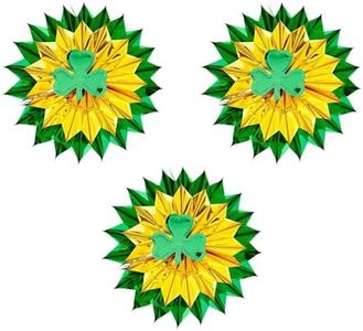 PMU St. Patrick's Day Decorations and Party Supplies - Shamrock Fan-Burst - Irish Costume, Party Accessory (3/pkg) Pkg/1