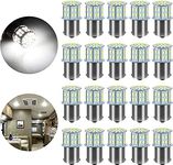 Linkstyle 20PCS 1156 LED Bulb, 12 Volt LED Lights for 1156 7506 1141 1003 RV LED Lights Interior, 3014 50-SMD Super Brigh White LED Replacement for 12V RV Camper Trailer Boat Trunk Interior Lights