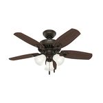 Hunter Fan Company 52107 Hunter Builder Indoor Ceiling Fan with LED Light and Pull Chain Control, 42-inch, New Bronze Finish