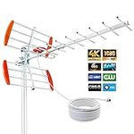 TV Antenna Outdoor 120 Miles Range Support 4K 1080P Channel Reception for Digital HDTV Antenna, High Gain UHF/VHF Digital Signal - Attic or Roof Mount Antenna (Not Included Mounting Pole)