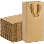 WUWEOT 36 Pack Double Wine Paper Bag, Wine Bottle Bags Bulk Reusable Gift Tote Bag, Kraft Paper Shopping Bags with Handles for Birthday Wedding Christmas Dinner Party