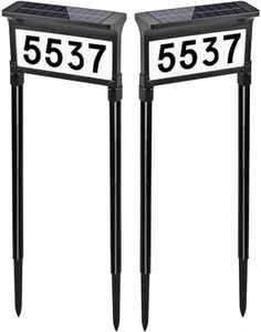 Lacasa Solar Address Signs for Yard, Dual-Sided Illumination Solar House Numbers for Outside, Waterproof Outdoor Solar Mailbox Number Plaque, 3-Color Modes, 1 Pack