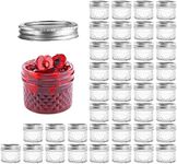 STAR WORK - 100 ML Mason Jar BPA-Free Mini Canning Jars with Regular Lids and Bands Jelly Jars for Jam, Honey, Wedding Favors, Shower Favors, Baby Foods, DIY Spice Jars Pack of (24)