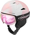 Odoland Snowboard Helmet, Ski Helmet with Ski Goggles for Adults, Durable PC Shell & EPS Foam, Safety Snow Helmets Goggles for Men Women Youth, Light Pink, M