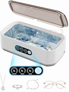 Smart Ultrasonic Jewelry Cleaner - Powerful Portable Ultrasonic Cleaner for Glasses, Rings, Watches, Dentures, high Capacity 650ml Stainless Steel Tank ultrasonic Retainer Cleaner (White)