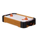 Relaxdays Air Hockey Tabletop Game, With Blower, Pucks and Pushers, Portable, Accessories, HxWxD: 10 x 31 x 56 cm, Brown