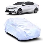 VIRMANG - Water Resistant - dust Proof - car Body Cover for Compatible with Toyota Corolla Altis car Cover - Water Resistant UV Proof - car Body Cover (Silver with Mirror)