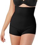 Maidenform Women's Fat Free Dressing High Waisted Boyshort Control Knickers, Black, Size 16 (Size:X-Large)