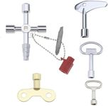 5 PCS Multi-Functional Utility Key Plumbers Tool Key,Utility Keys Set Plumber Key Wrench Tool Square Triangle Socket Spanner Key for Common Cabinets and Building Technology Barrier Systems