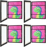 Zenacolor Kids Artwork Frames Changeable - Front-Opening to Display & Store 100 pcs - Set of 4 Kids Art Frame Includes Wall Hooks & Stand - 10x12.5 cm - Black