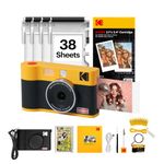KODAK Mini Shot 2 Era 2x3” Instant Digital Camera & Photo Printer, 38 Sheets Gift Bundle, 2-in-1 Portable Print Camera, Bluetooth Smartphone Printer for iOS & Android, 4PASS Dye Sublimation, Yellow