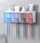 LXOICE Plastic Toothbrush Holder Wall Mounted, Toothbrush Holders For Bathroom, Brush Holder For Bathroom Wall Mounted, Bathroom Organizer (4 Cup, White)