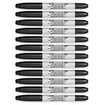 Sharpie Permanent Marker, Twin Tip, Fine and Ultra Fine Points, 12 Pack, Black Ink (32201)