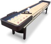 Hathaway Merlot 12 Foot Shuffleboard Table for Family Game Room - with Lacquer Coated Playfield, Built-in Scorer and Cabinet, Climate Adjusters, Leg Levelers, 8 Pucks, Brush, and Wax - Espresso Finish