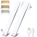 OUILA 32CM Under Cabinet Kitchen Lights Dimming, 1500mAh Motion Sensor Night Light 3 Color Temperature Stepless Dimming Type-c Rechargeable Cabinet Lights for Stairs Wardrobe Hallway Kitchen