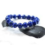 Handmade Lapis Lazuli Bracelet - Gemstone Bracelet - Bead Stretch Bracelet - Friendship Bracelet - Blue Stone Focus Bracelet (8mm)