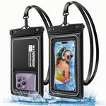 YYDSLEE 1 Pack Marine - IP68 Waterproof Phone Pouch-Floating Waterproof Phone Case for iPhone 15 Pro Max/ 14 Pro Max/ 13 Pro Max/ 12/ S24 - Detachable Lanyard - Black/Gray