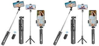 WeCool Selfie Stick with Tripod Stand, Bluetooth Extendable Tripod for Mobile Phone, 3-in-1Multifunctional Selfie Stick for iPhone/Mi/OnePlus/Samsung/Oppo/Vivo and All Phones (Pack of 2)