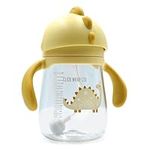 CLICK WRAP LTD Yellow Dino Sippy Cup for Toddlers, 240ml Dinosaur Shaped Cup for Babies & Toddlers, Flip Top, Weighted Straw, Drink from Any Angle, Spill Proof, Dishwasher Safe.