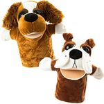 Animal Hand Puppets 5-Piece Set - Premium Quality with Movable Open Mouths, 9.5” Soft Plush Hand Puppets for Kids- Perfect for Storytelling, Teaching, Preschool - by Better Line